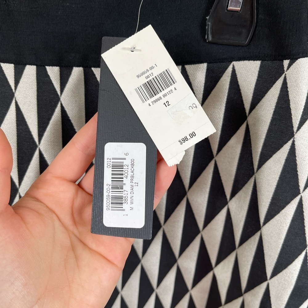 Geometric Black and White Mini Skirt Work Career Summer by BR Size 12 - Picture 6 of 12